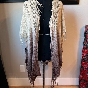 Fringed Ombre Knit Shawl